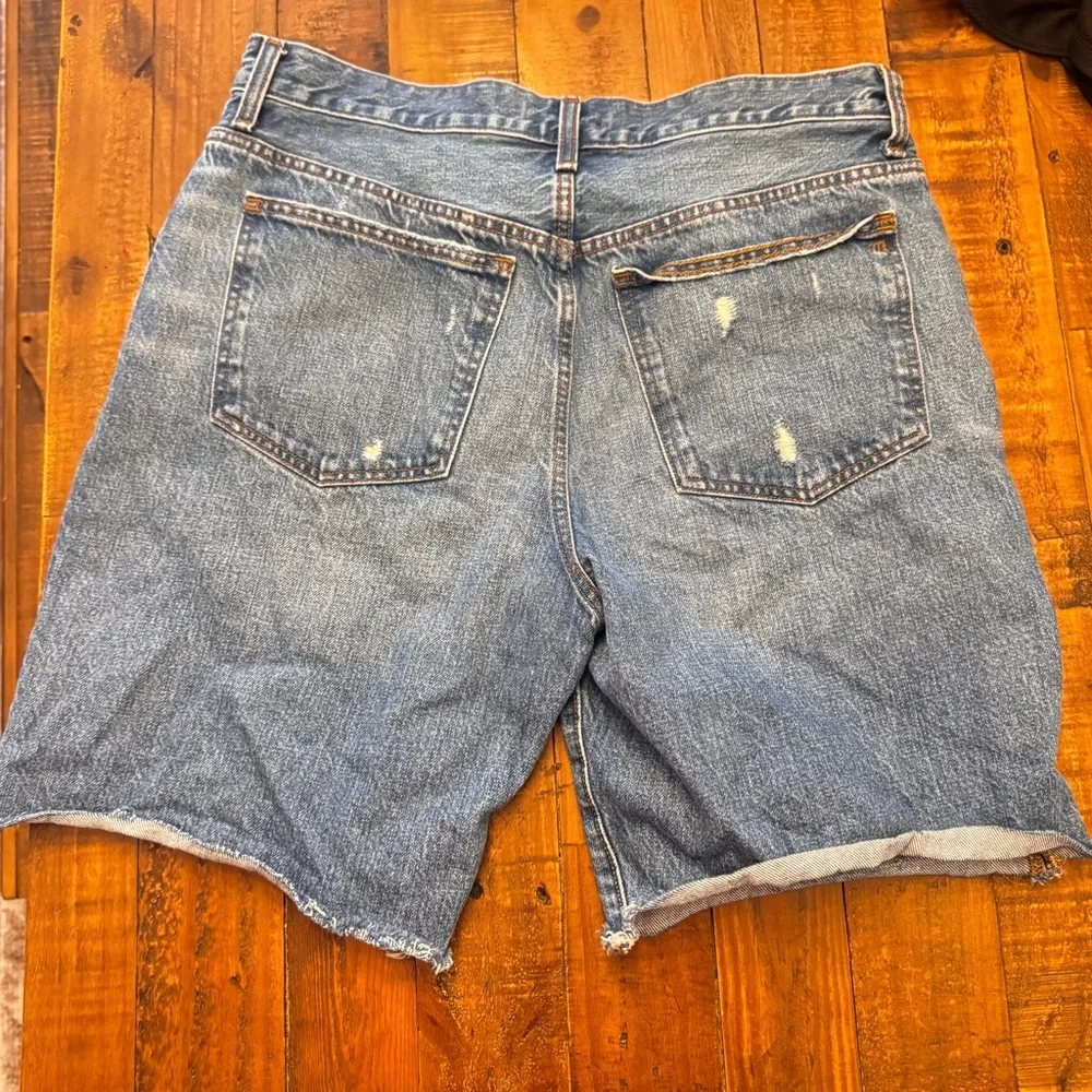 MADEWELL High-Rise Long Denim Shorts in‎ Brightwater Wash